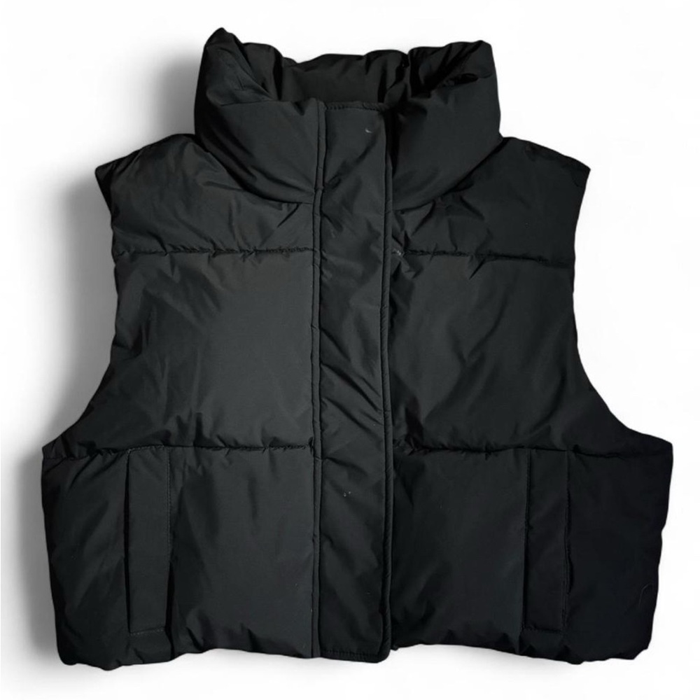 Garage Cropped Navy Blue Mini Puff Vest